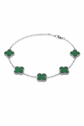Pulsera Trébol 13 mm Liso Plateado - Verde.