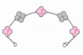 Pulsera Trébol 15 mm Mármol Rosa con Zirconias