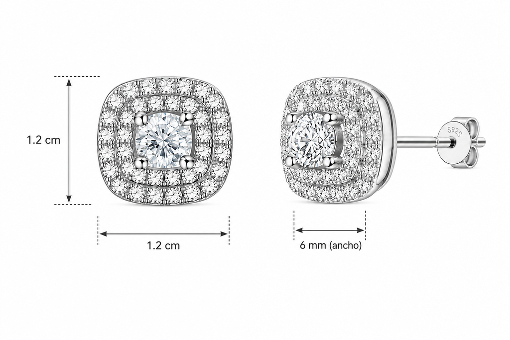 Aretes en Plata 925 Box Full CZ - Moissanita D 0.3 ct.
