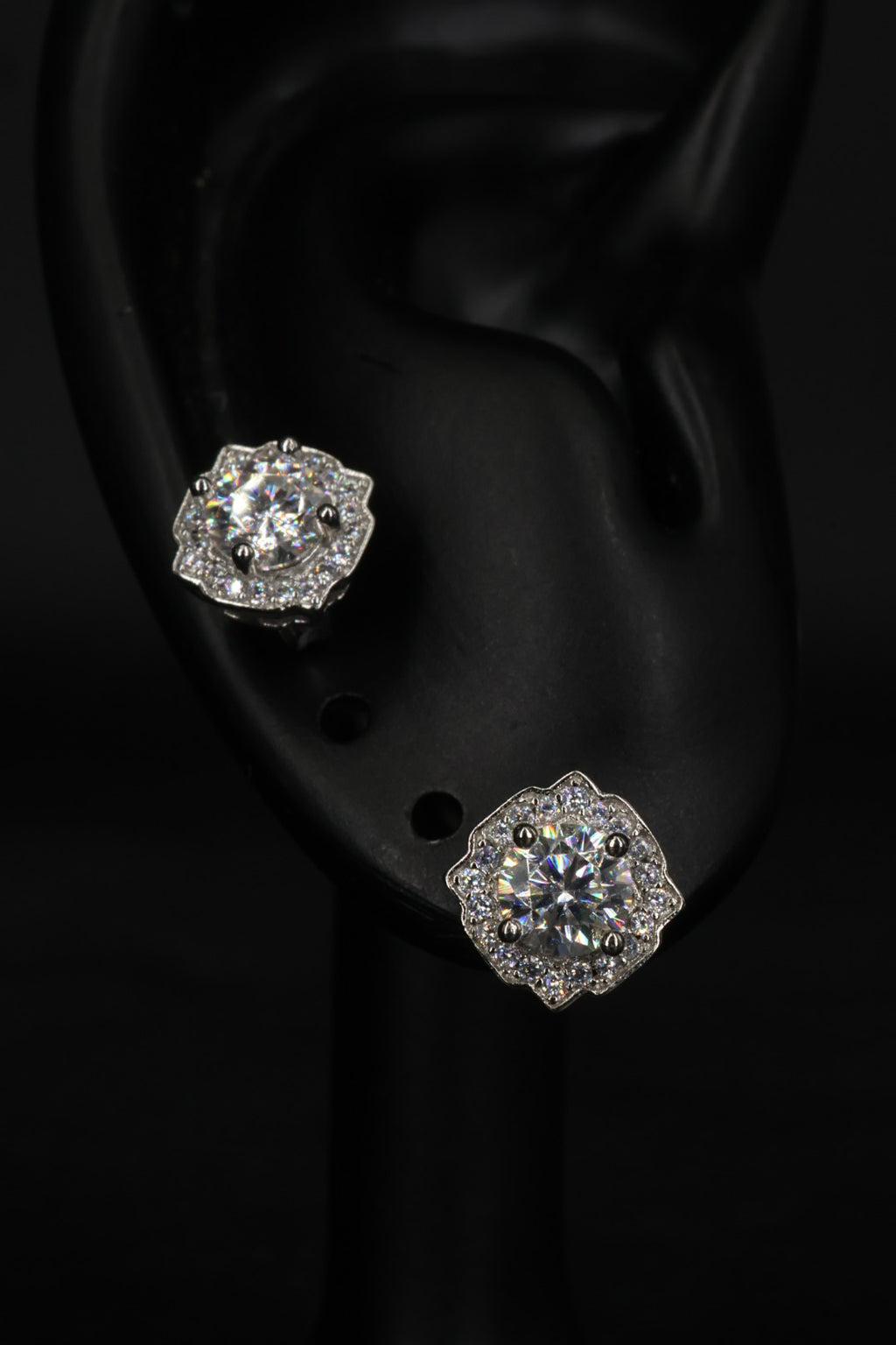 Aretes Hexagonal Plata .925 - Moissanita D 0.5 ct.