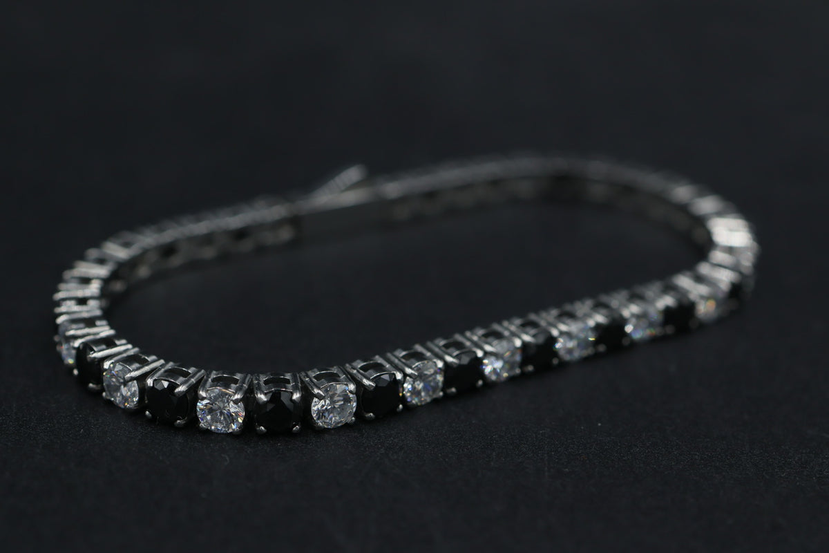 Pulsera Tenis con Zirconias Negro - Plateado 5 mm
