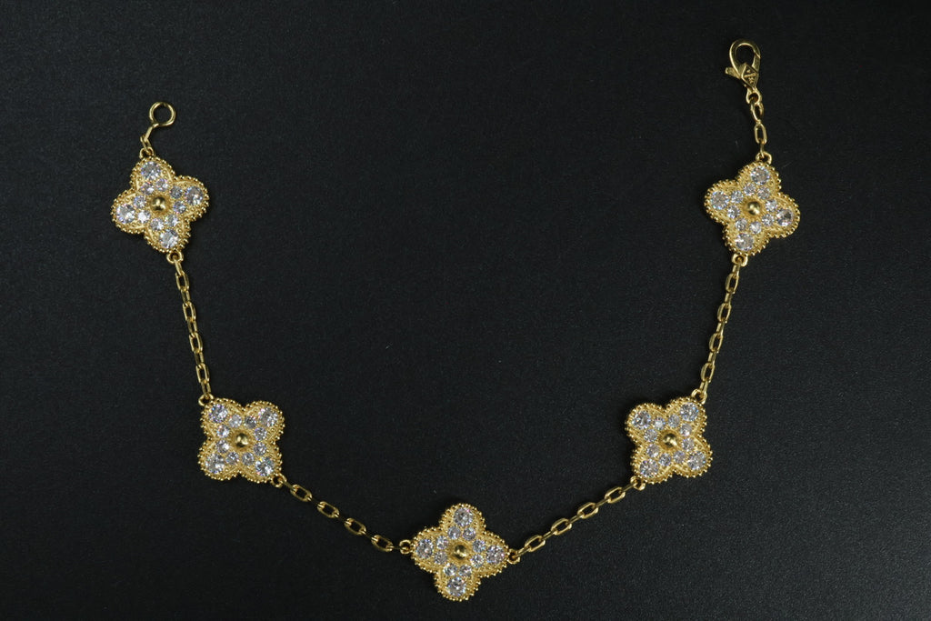 Pulsera VCA Plata .925 1:1 Vintage Alhambra, 5 Diamonds / Gold