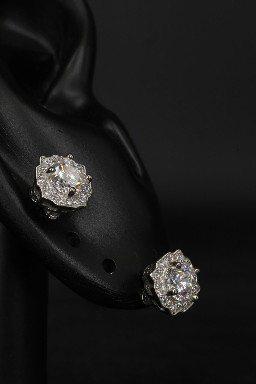 Aretes Hexagonal Plata .925 - Moissanita D 0.5 ct.