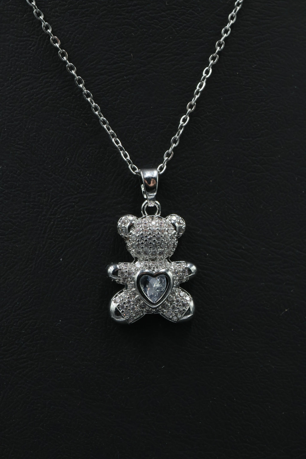 Collar con dije de Oso Full Zirconias- Silver.