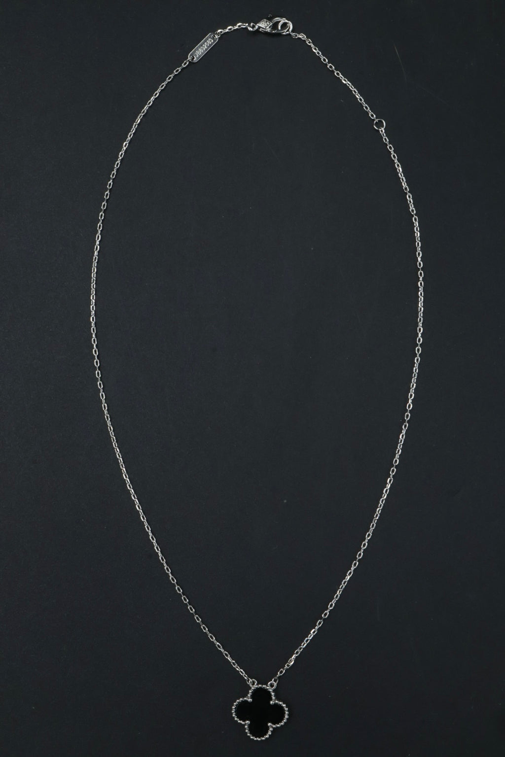Collar Vintage Alhambra 1:1 Silver Onyx.