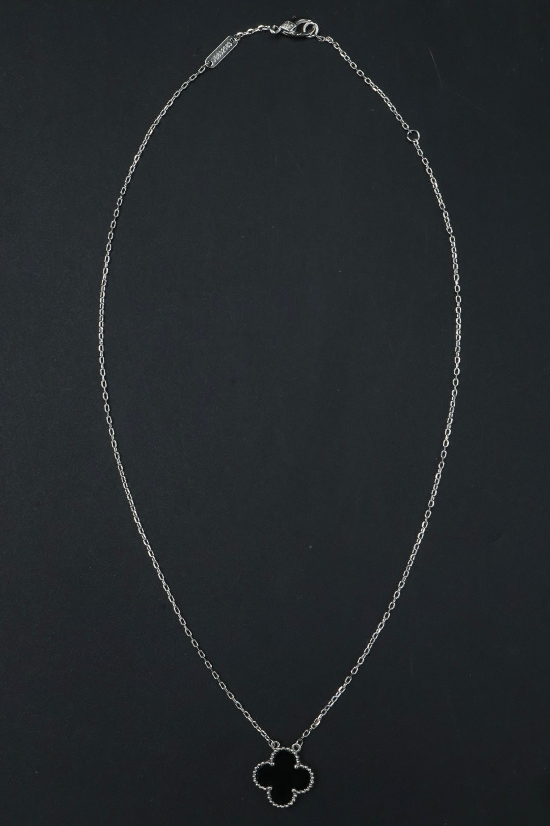 Collar Vintage Alhambra 1:1 Silver Onyx.