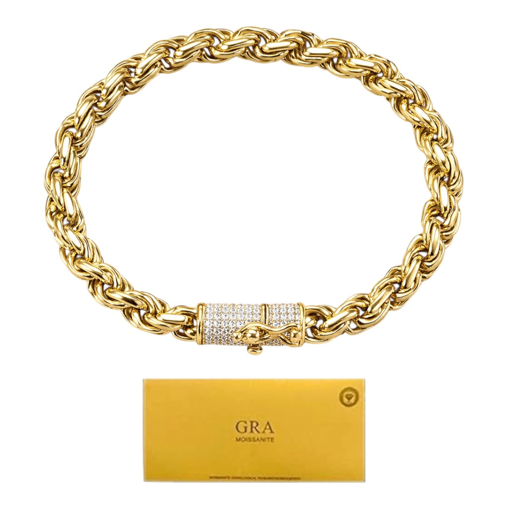 Pulsera Torzal 4 Micras Oro Broche Iced - Moissanita