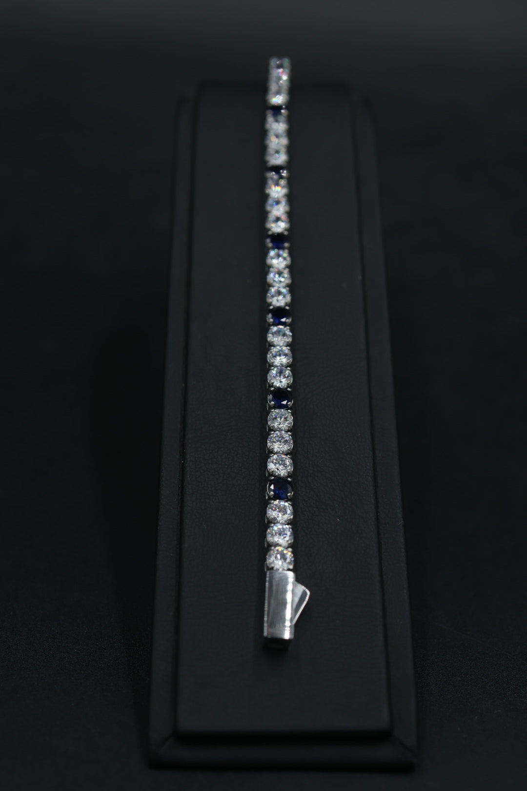 Pulsera Tenis con Zirconias Azul - Plateado 5 mm