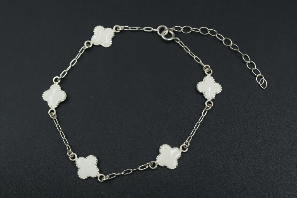 Pulsera Trébol Blanco en Plata 9.25 S925