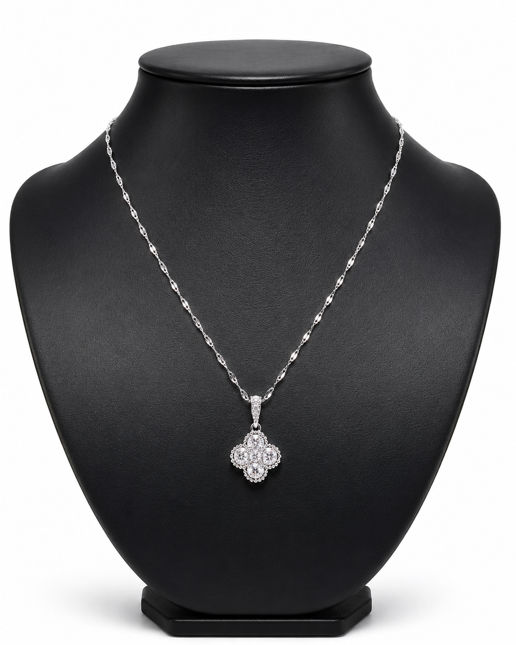 Collar 1 trébol - Plateado Zirconias.