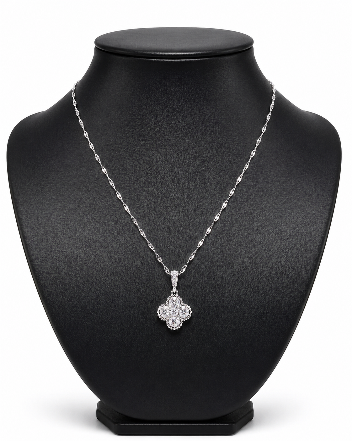 Collar 1 trébol - Plateado Zirconias.