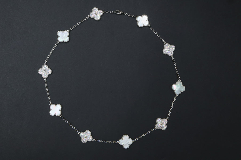 Collar VCA Alhambra 10 Motivos - Silver Nácar Diamonds.