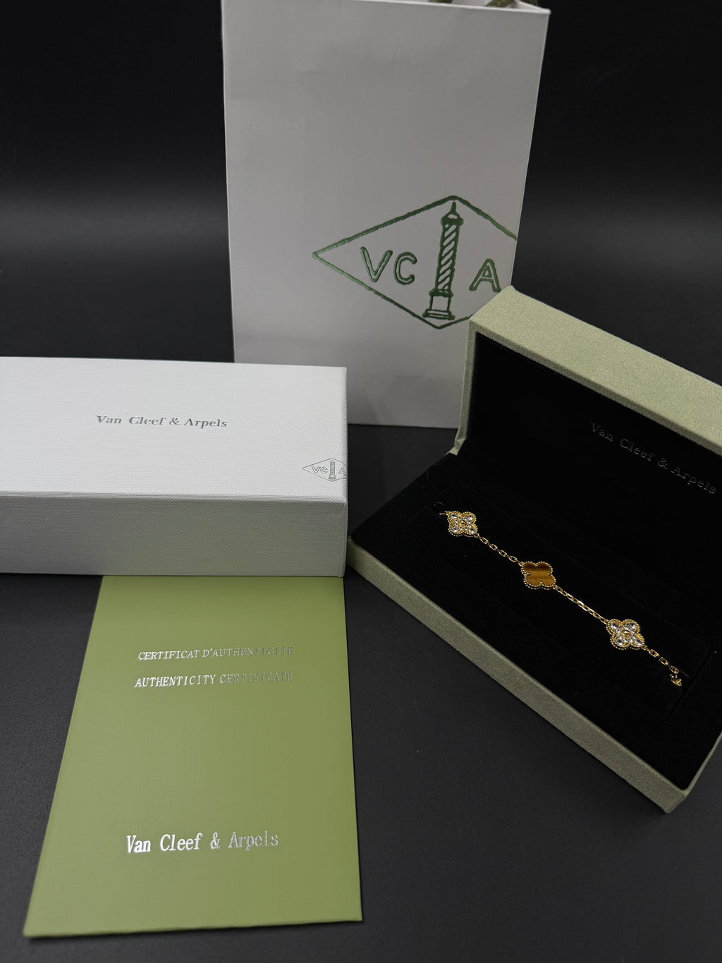 Pulsera VCA Alhambra 1:1 Gold Ojo de Tigre - Diamonds