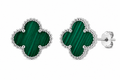 Arete Trébol 15 mm Plateado - Verde.