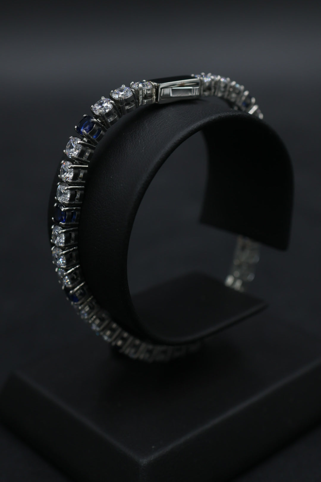 Pulsera Tenis con Zirconias Azul - Plateado 5 mm