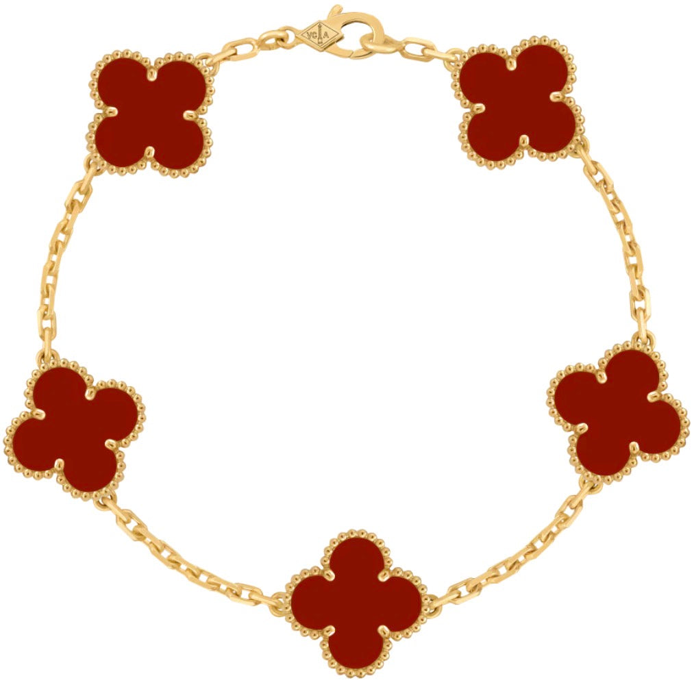 Pulsera VCA Plata .925 1:1 Vintage Alhambra, 5 Cornalina / Gold