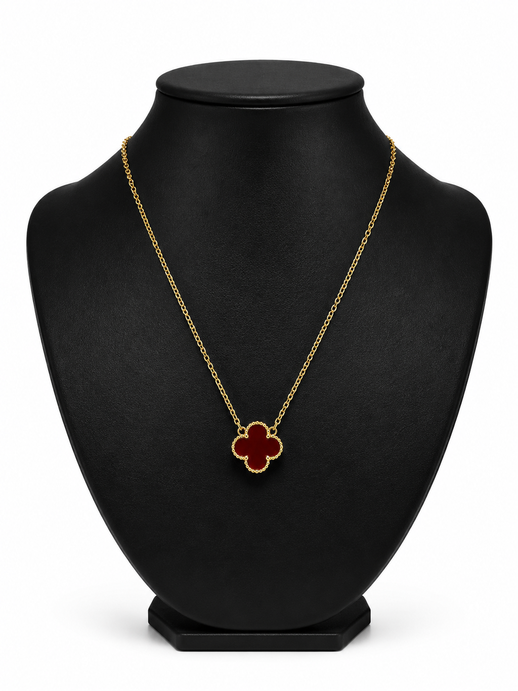 Collar 1 trébol - Dorado / Rojo.