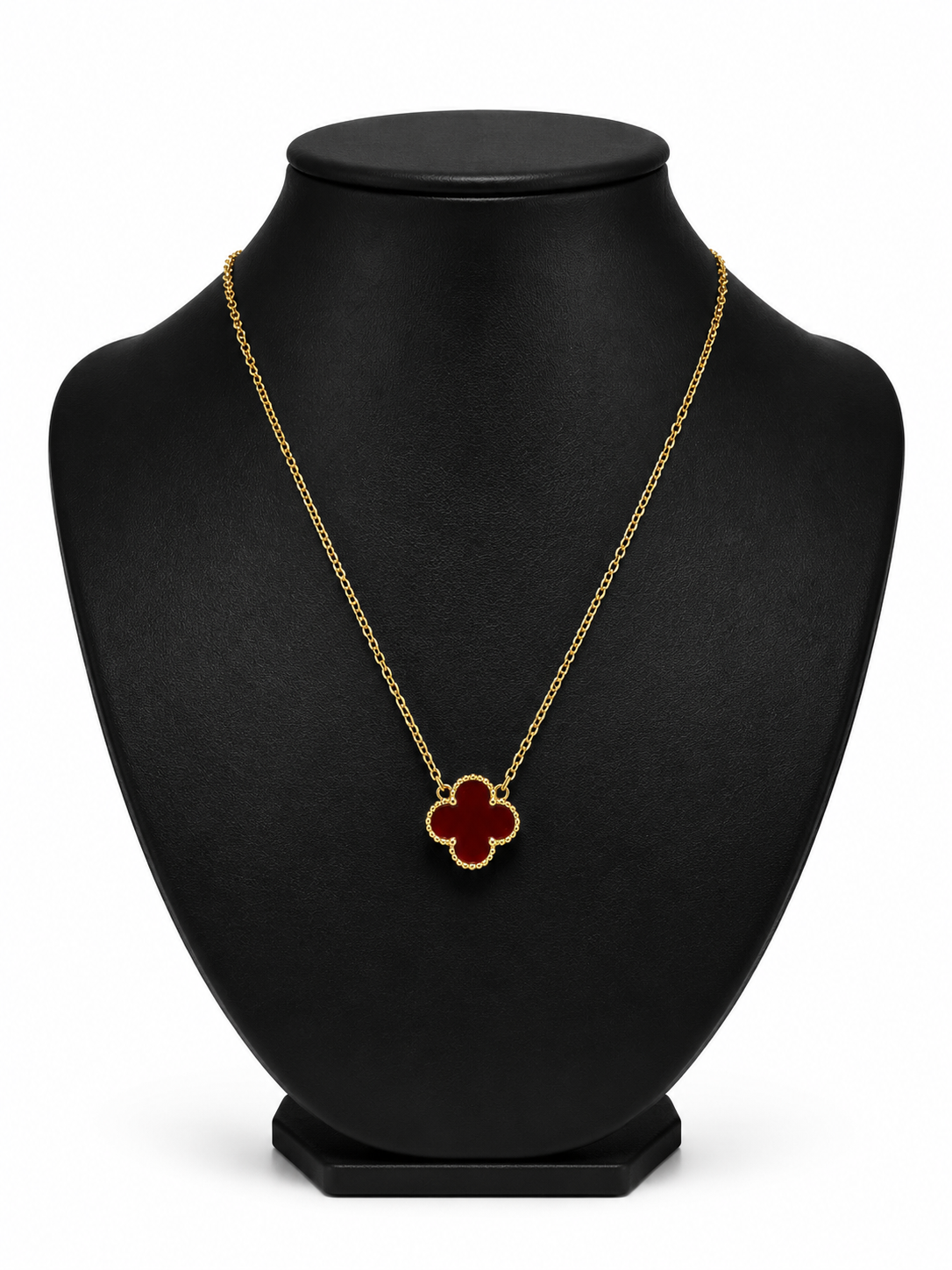 Collar 1 trébol - Dorado / Rojo.