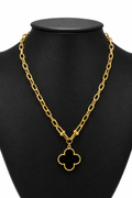 Collar Grande 1 trébol - Dorado / Negro.