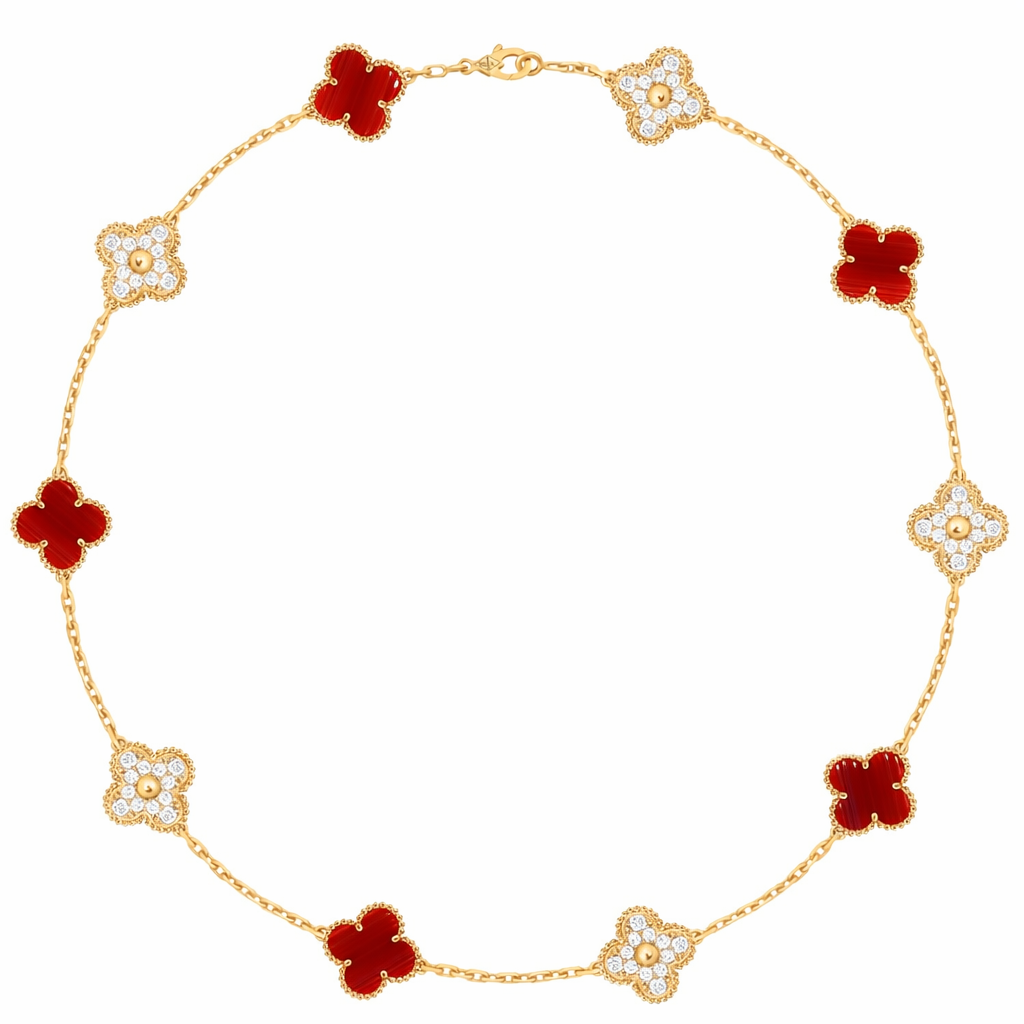 Collar VCA Alhambra 10 Motivos - Gold Cornalina Diamonds.