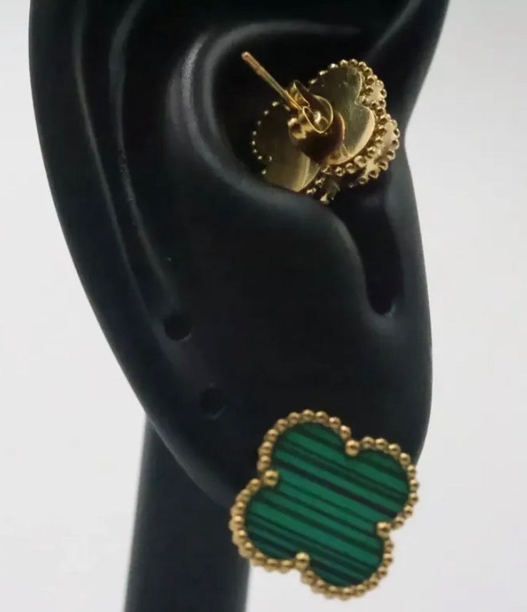 Arete Trébol 15 mm Dorado - Verde.