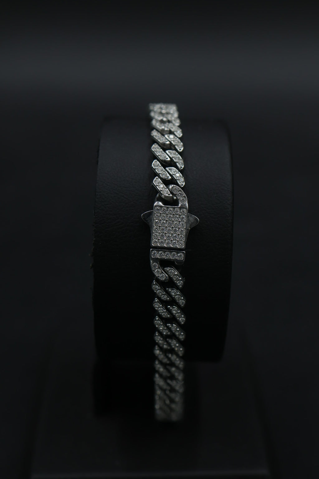 Pulsera Cubana Full Ice Plateada