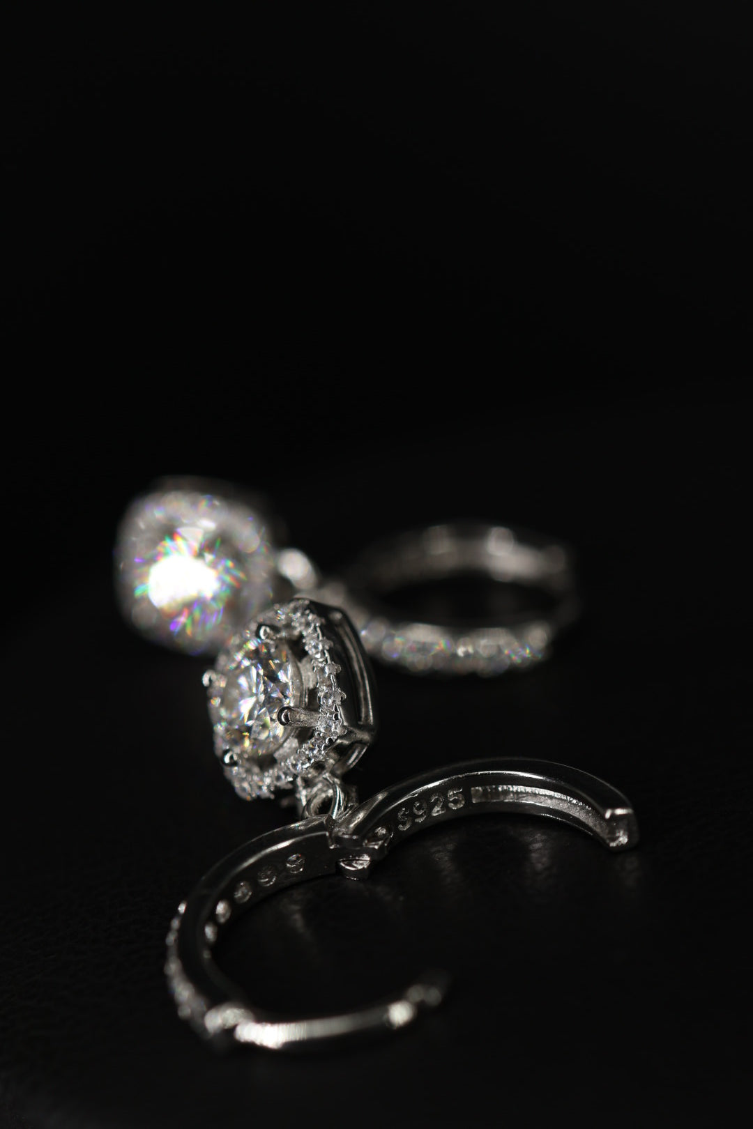 Aretes Colgante Box Plata .925 - Moissanita D 0.5 ct.