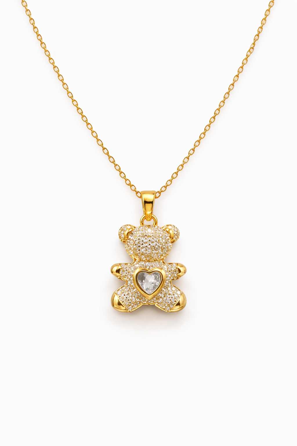 Collar con dije de Oso Full Zirconias- Gold.