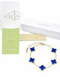 Pulsera Full Set trébol 15 mm básica. Dorado - Azul