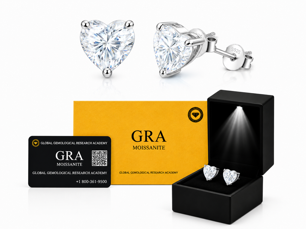 Aretes de Corazón Plata 925 - Moissanita