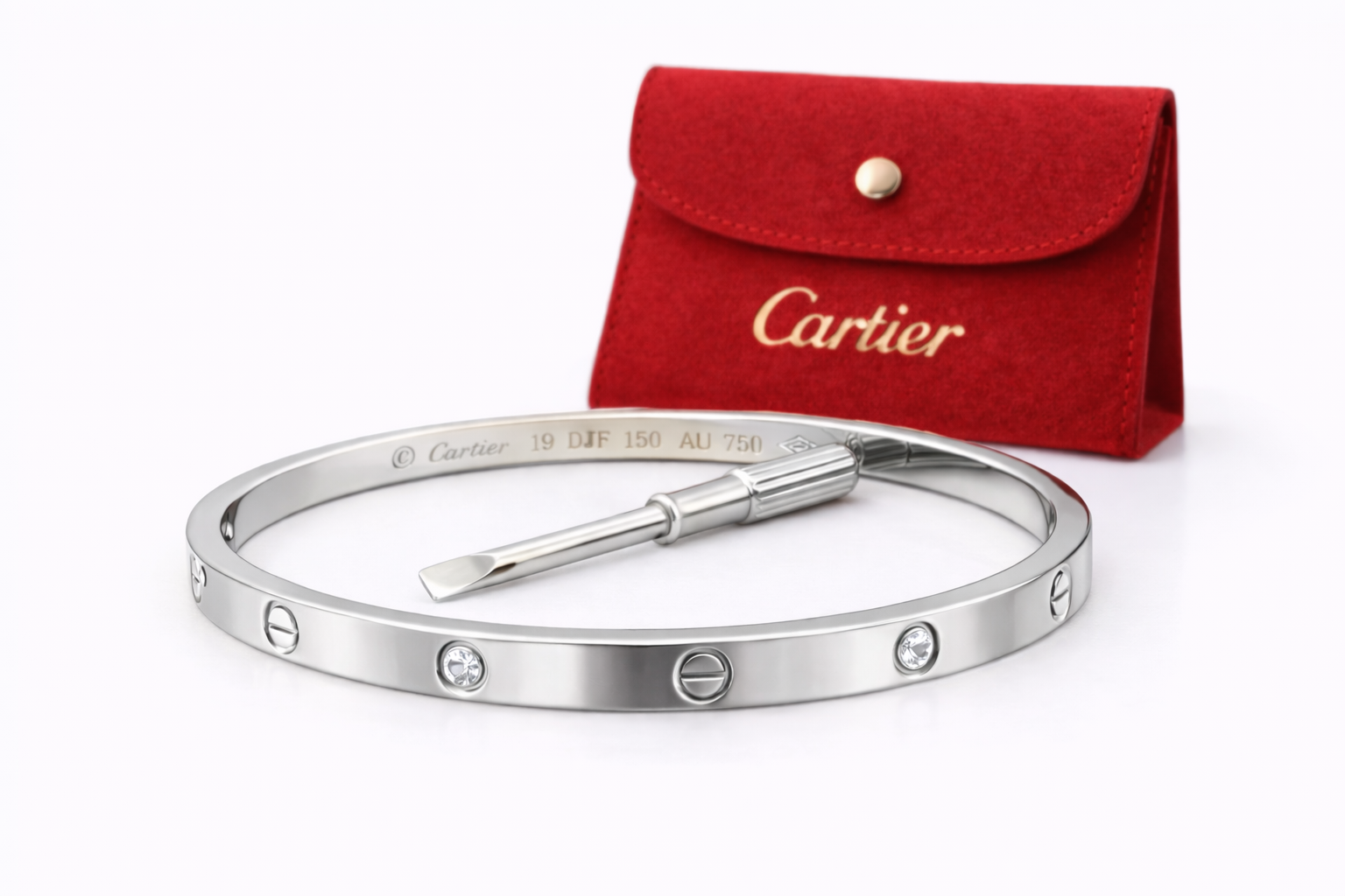 Brazalete Cartier Love Diamonds - Plateado