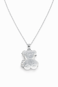 Collar con dije de Oso de Cristal Transparente - Silver.