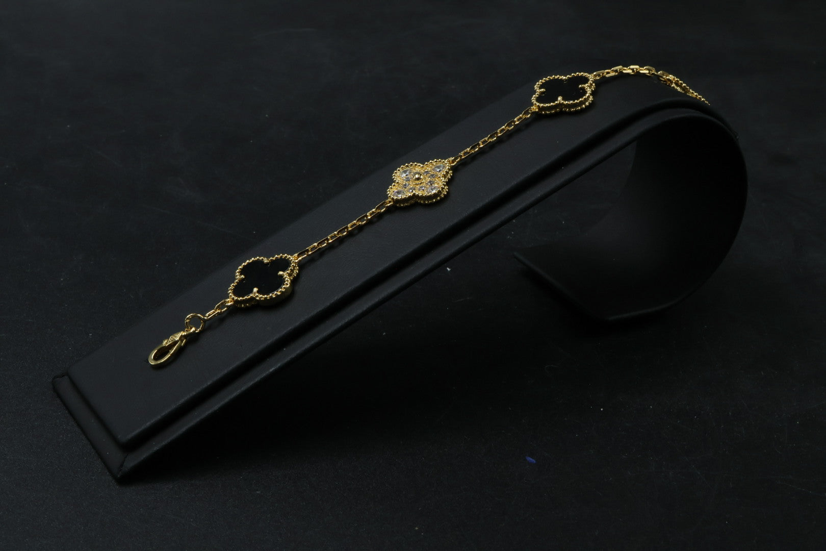 Pulsera VCA Alhambra 1:1 Gold Onyx - Diamonds