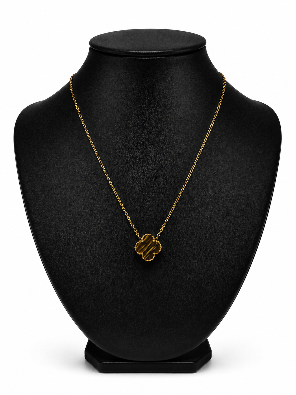 Collar 1 trébol - Dorado / Café.