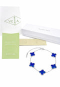 Pulsera Full Set trébol 15 mm básica. Plateada - Azul