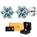 Aretes Plata .925 - Moissanita Blue 0.5 ct.