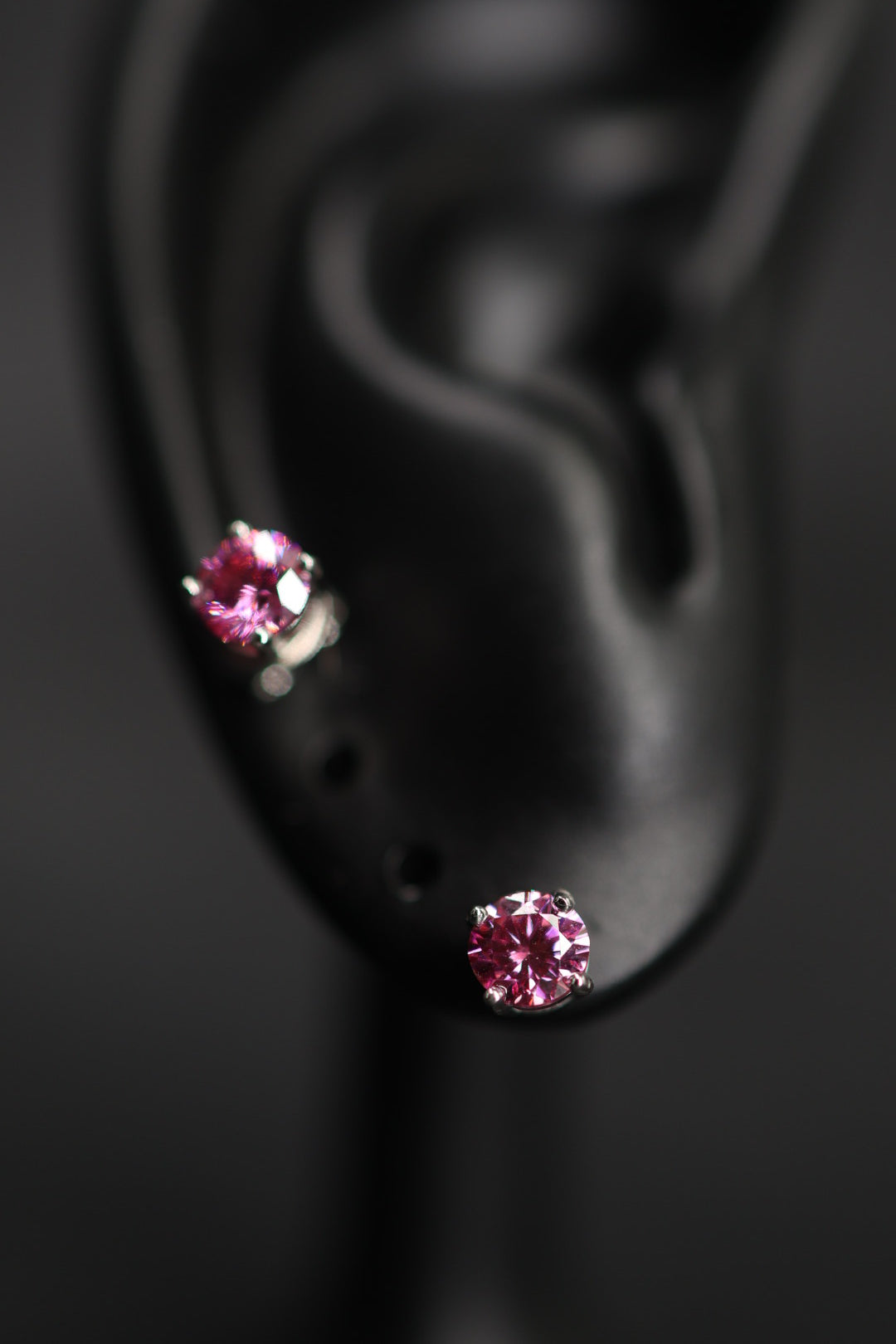Aretes Plata .925 - Moissanita Pink 0.5 ct.