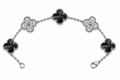 Pulsera Trébol 15 mm Mármol Negro con Zirconias