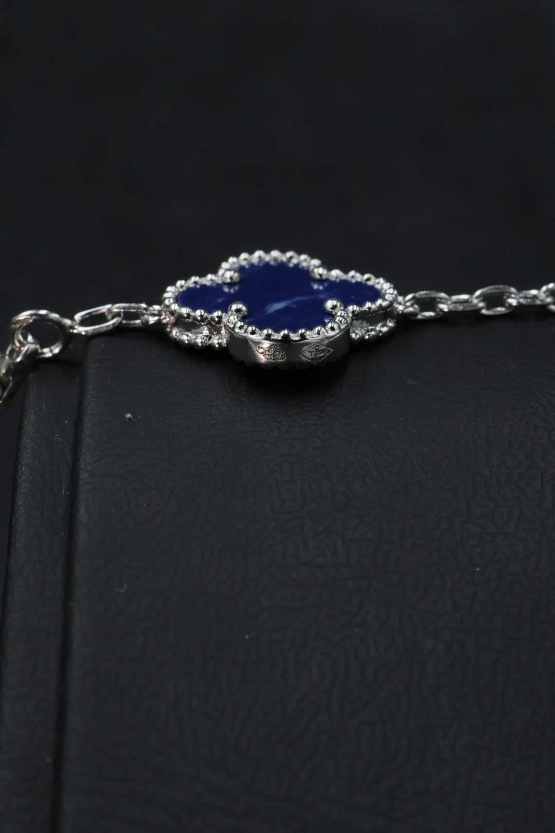 Pulsera VCA Plata .925 1:1 Vintage Alhambra, 5 Motivos Lapislázuli- Diamonds.