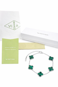 Pulsera Full Set trébol 15 mm básica. Plateada - Verde
