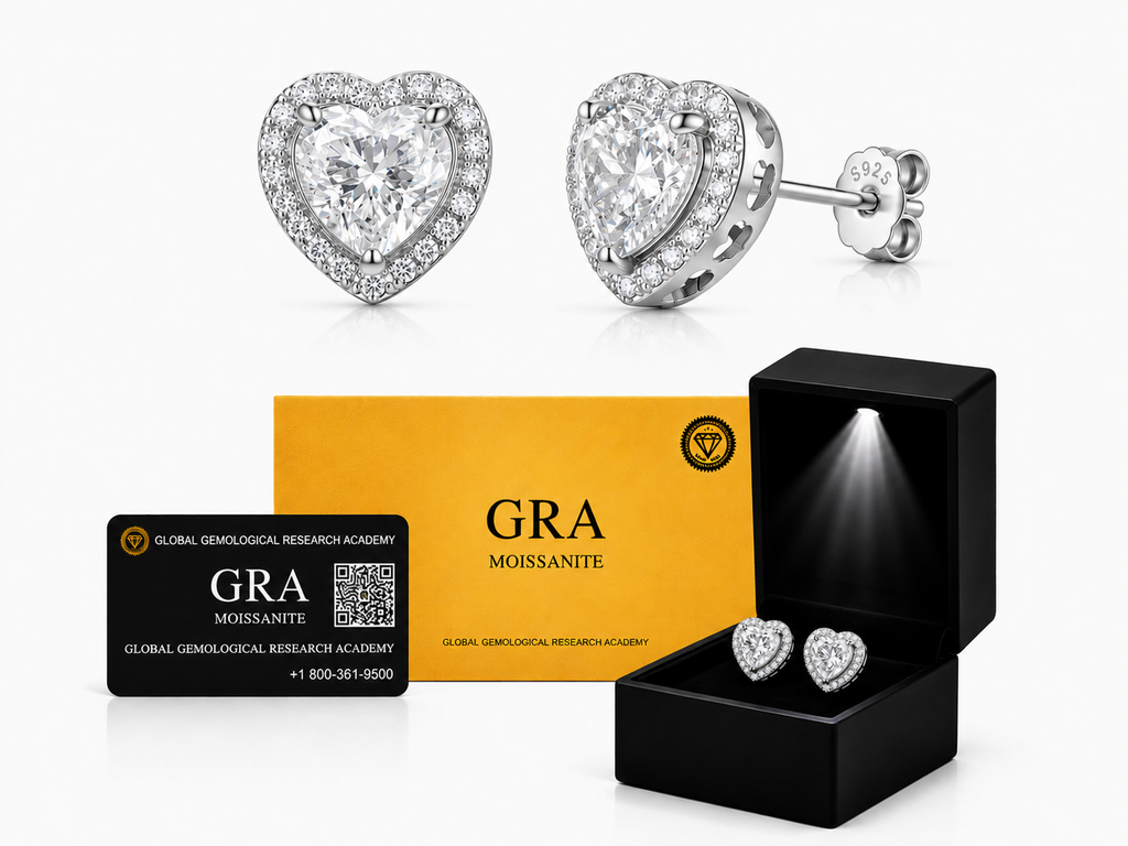 Aretes en Plata 925 Corazón Silver - Moissanita.