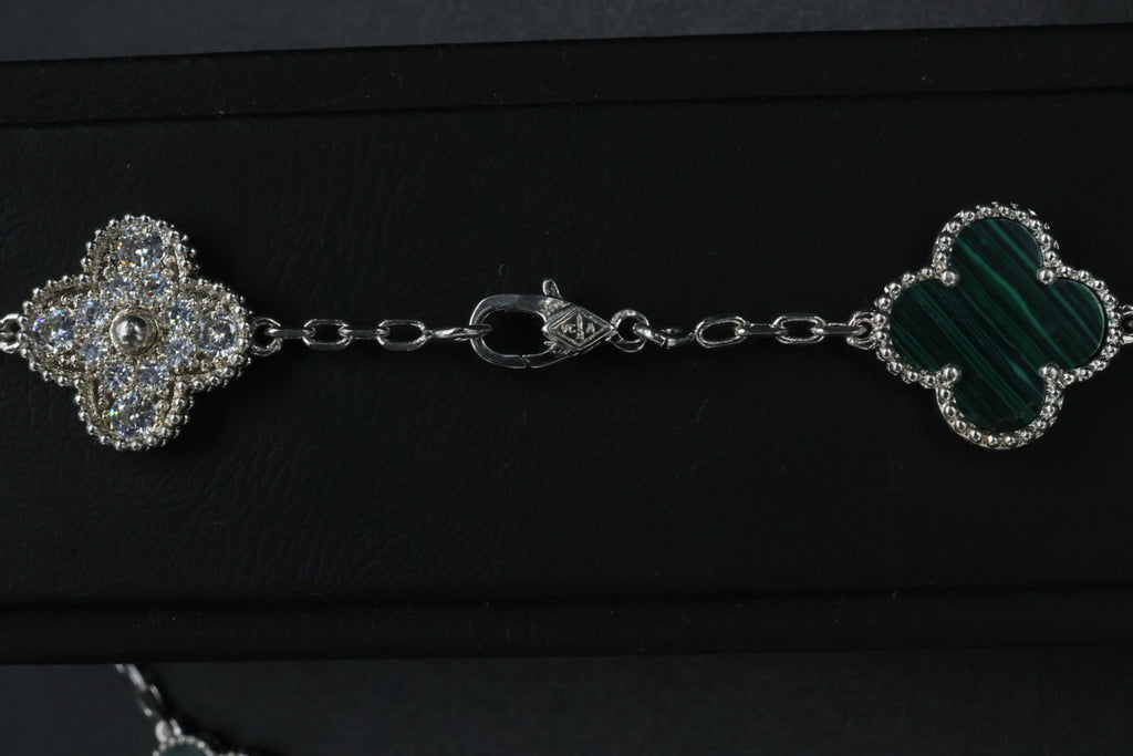 Collar VCA Alhambra 10 Motivos - Silver Malaquita Diamonds.