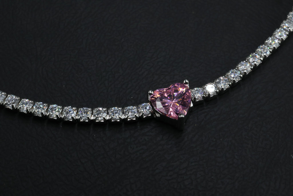 Pulsera Tenis Corazón Rosa