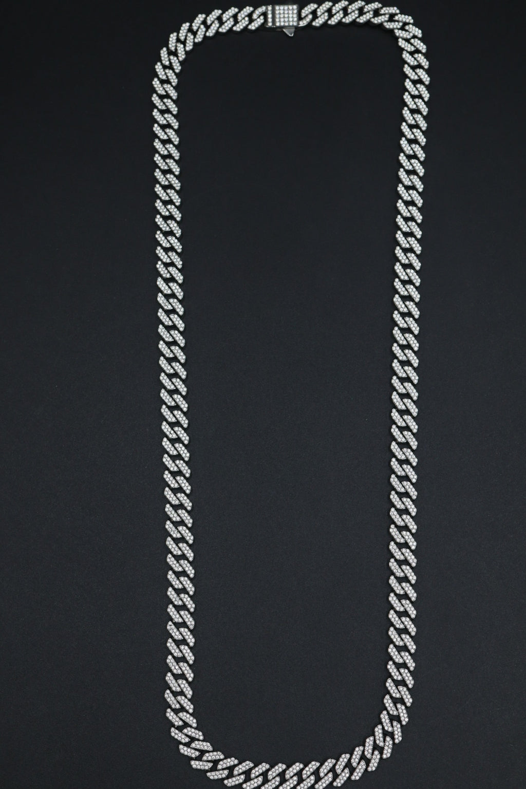 Cadena Cubana Full Zirconias con Broche de Caja. AI316L