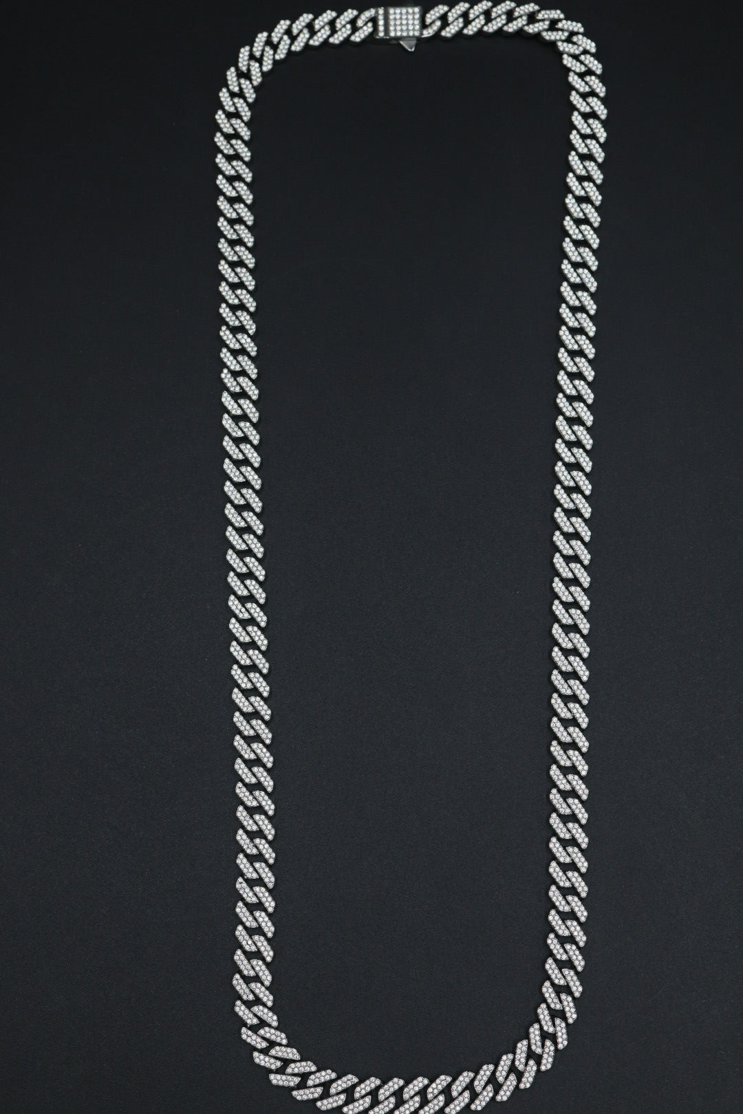 Cadena Cubana Full Zirconias con Broche de Caja. AI316L