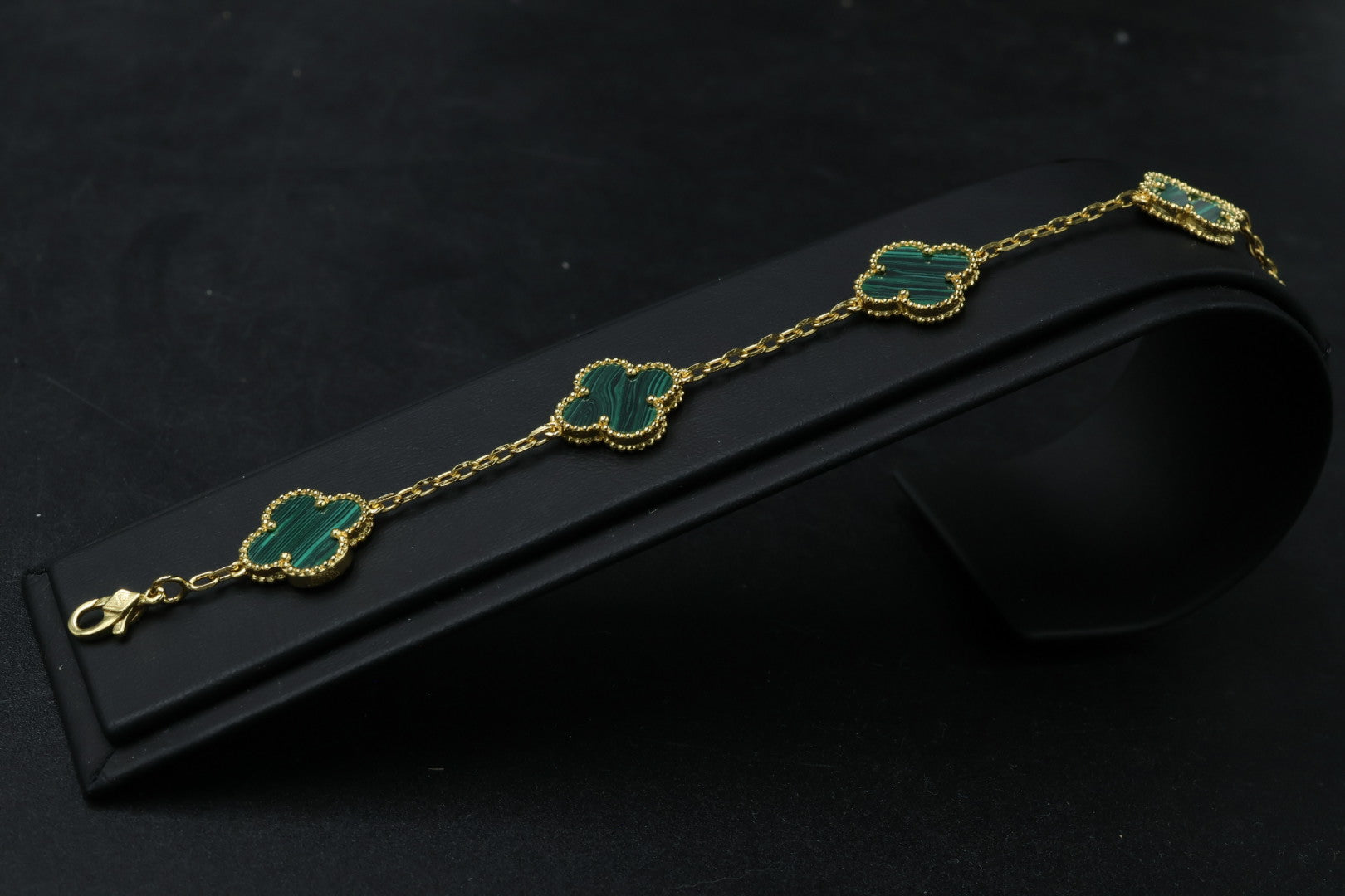Pulsera VCA Plata .925 1:1 Vintage Alhambra, 5 Malaquita / Gold
