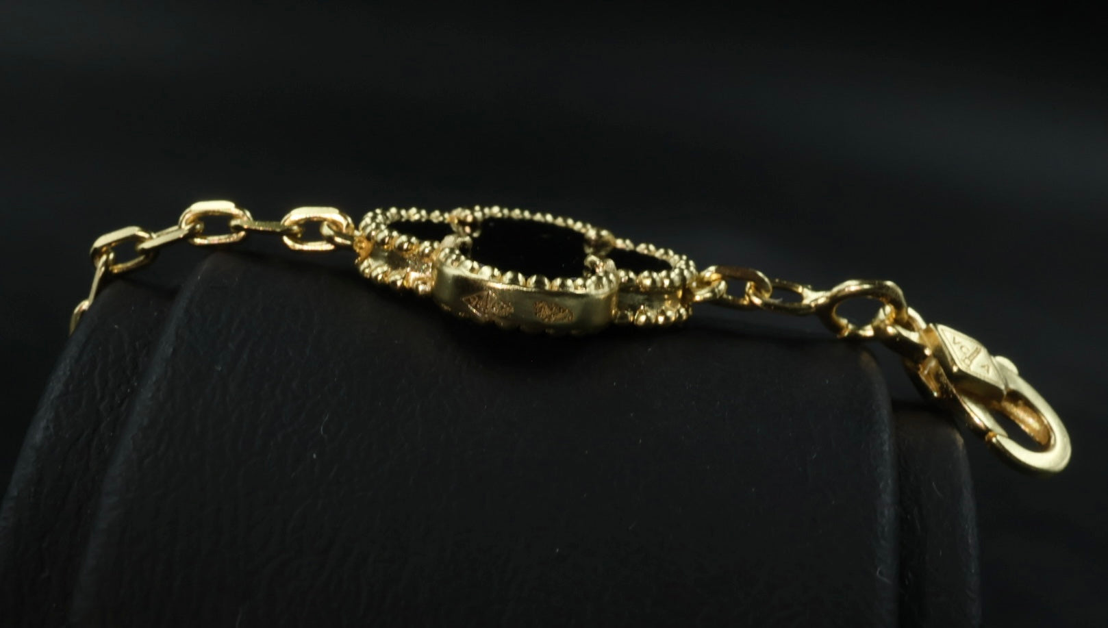 Pulsera VCA Plata .925 1:1 Vintage Alhambra, 5 Onyx - Diamonds / Gold