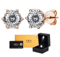 Aretes Plata .925 Baño de Oro Rosa - Moissanita D Love Cut 0.5 ct.