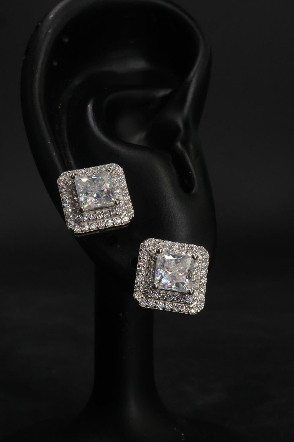 Aretes en Plata 925 Full Double Box Silver - Moissanita.