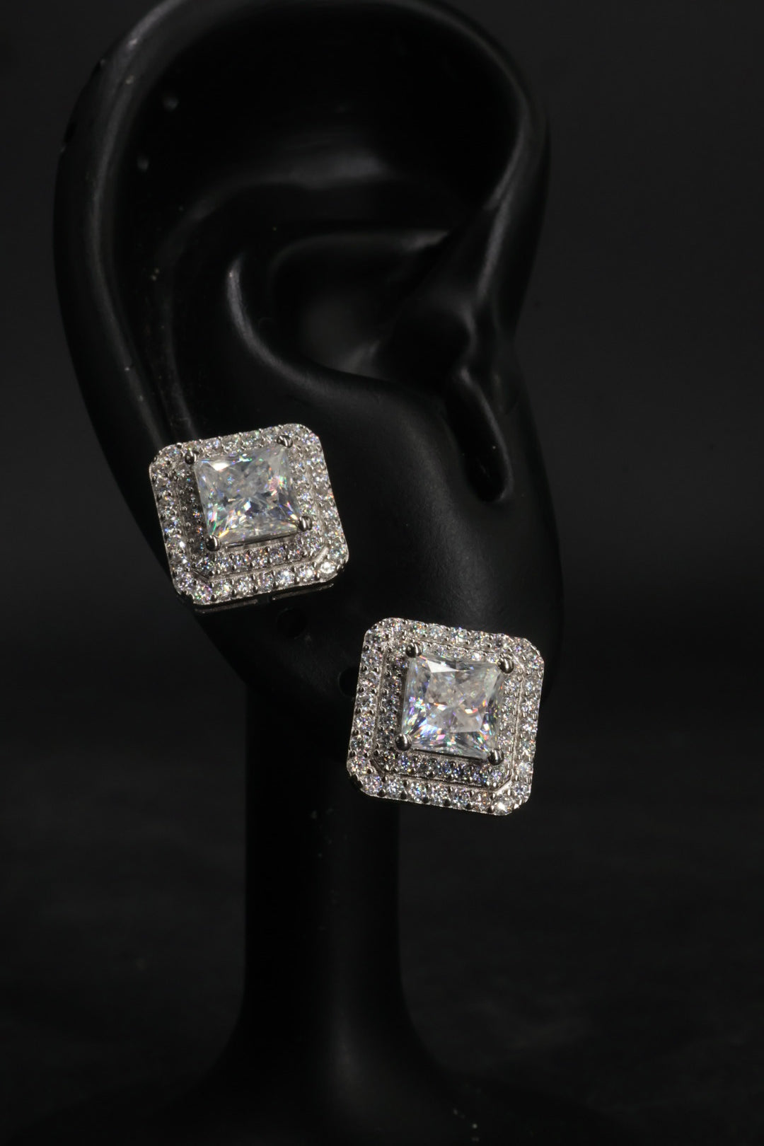 Aretes en Plata 925 Full Double Box Silver - Moissanita.